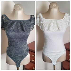 Set Of 2 Express Lace Off-Shoulder Bodysuits